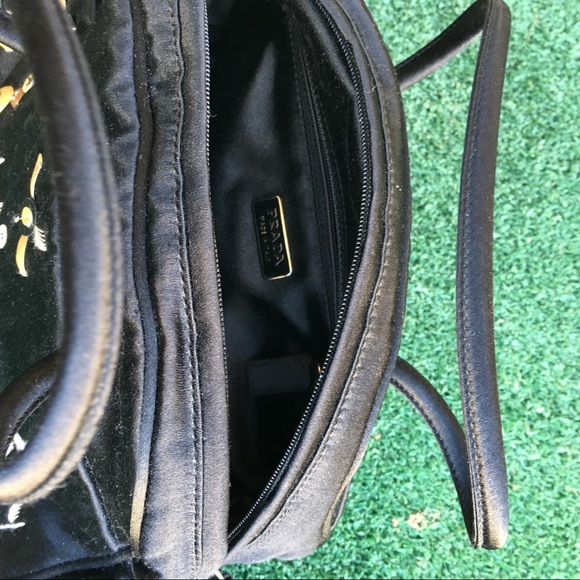 Prada Vintage Y2K Embellished Satin Silk Evening Bag Black - Picture 5 of 8